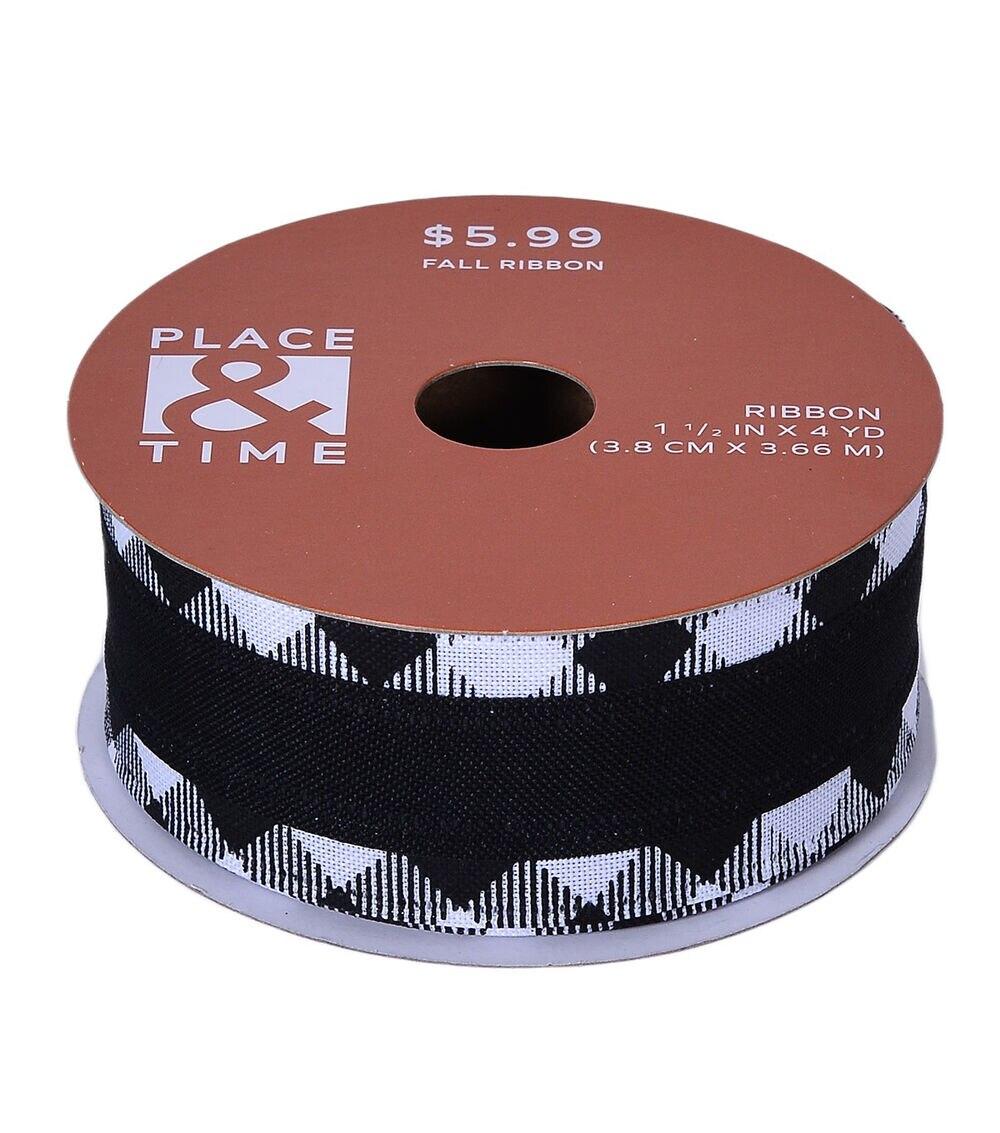 1.5″ x 12′ Fall Black & White Dual Layer Ribbon  |  Ribbons & Deco Mesh Crafts & Hobbies Ribbons & Deco Mesh