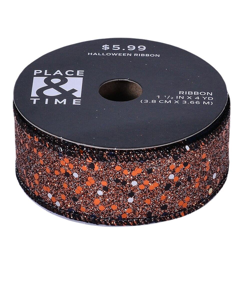 1.5″ x 12′ Halloween Orange Confetti Satin Ribbon  |  Ribbons & Deco Mesh Crafts & Hobbies Ribbons & Deco Mesh