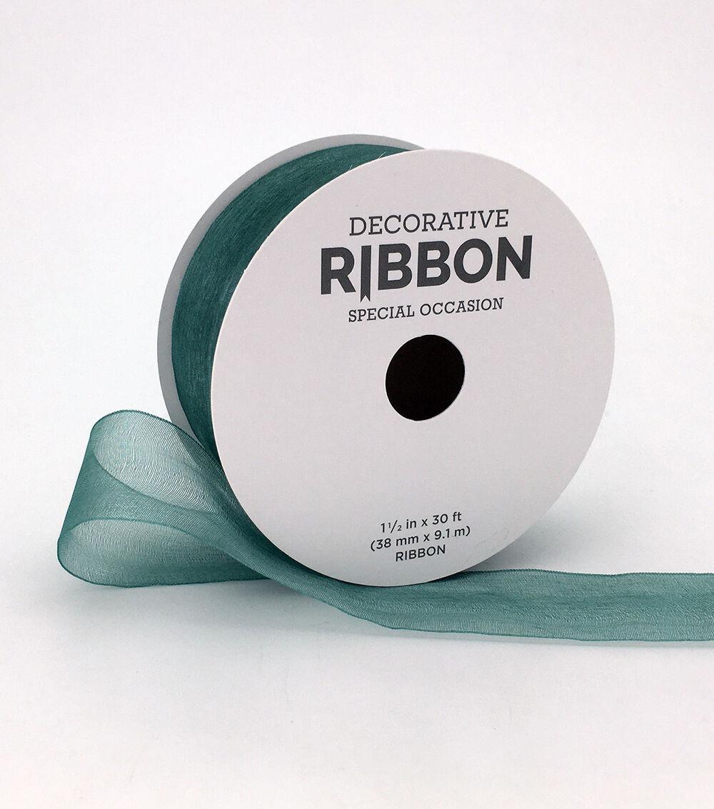 1.5″ x 30′ Sheer Ribbon  |  Ribbons & Deco Mesh Crafts & Hobbies Green/Omphalodes Blue/Purple/Teal