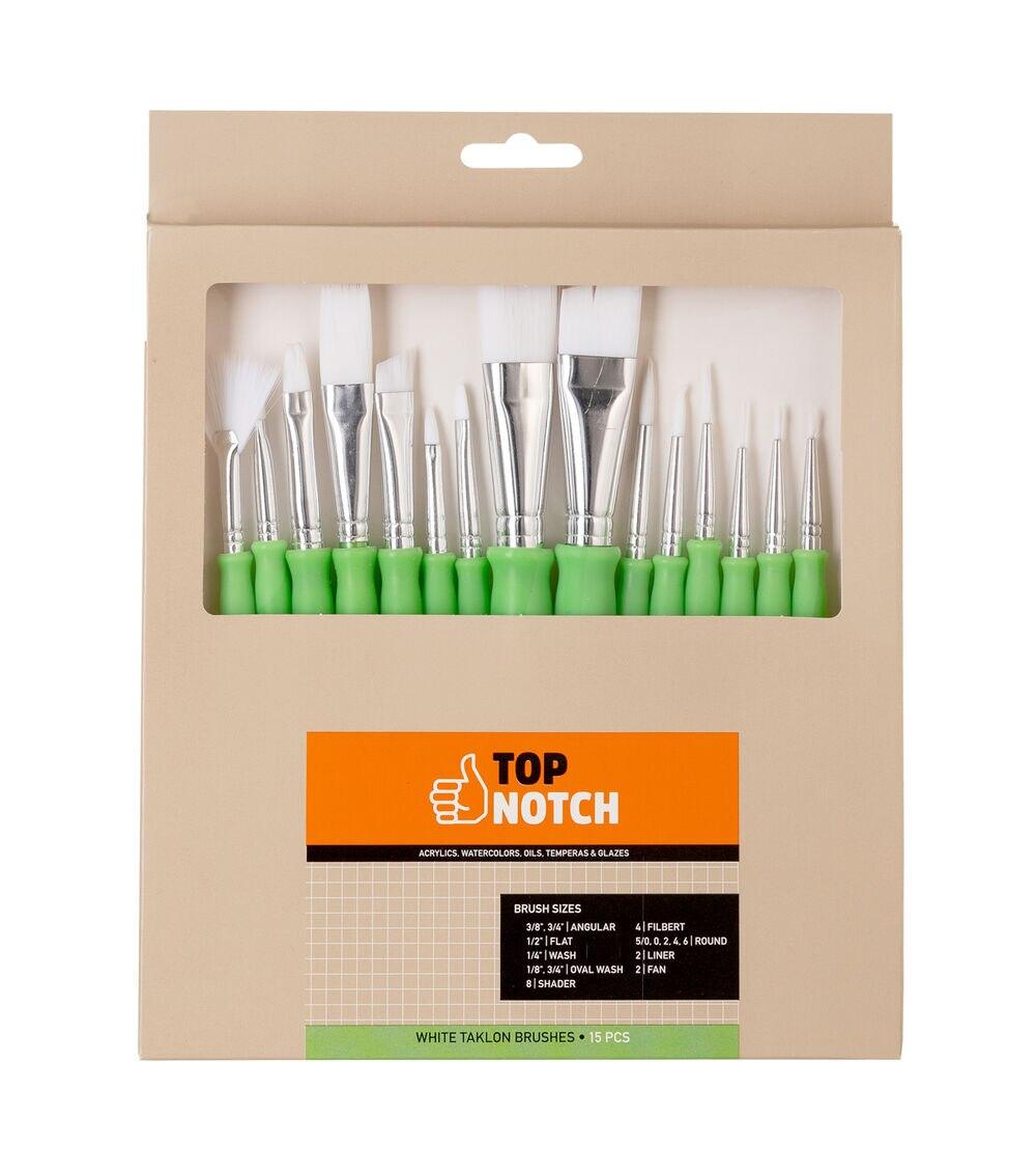 15ct White Taklon Brush Value Pack  |  Craft Painting Craft Painting Craft Painting