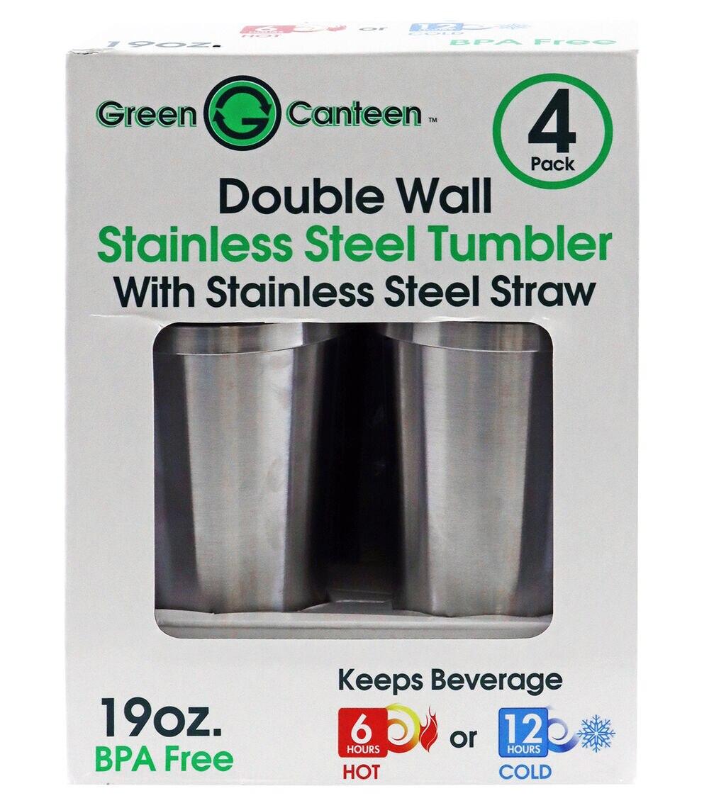 4 pk 19oz Stainless Steel Double Wall Tumblers with Straw  |  Glass & Craft Blanks Crafts & Hobbies Glass & Craft Blanks