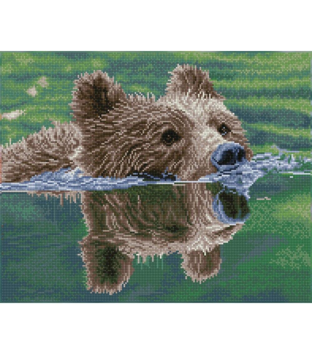 Diamond Dotz 23.5″ x 19.5″ Grizzly Swim Square Painting Kit  |  Hobbies Crafts & Hobbies Hobbies