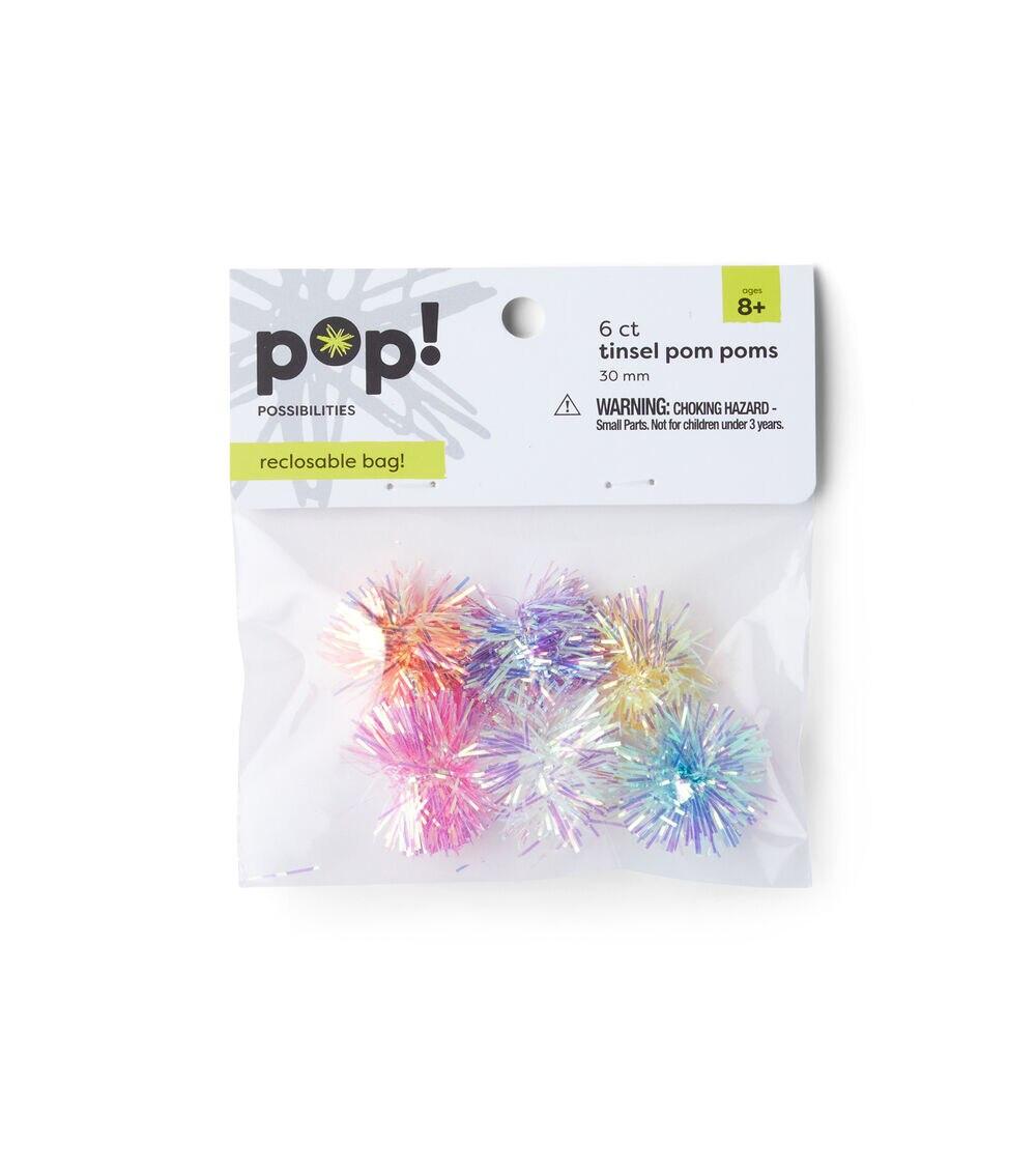 Poms Multi Tinsel 30mm 6pc  |  Basic Craft Supplies Basic Craft Supplies Basic Craft Supplies