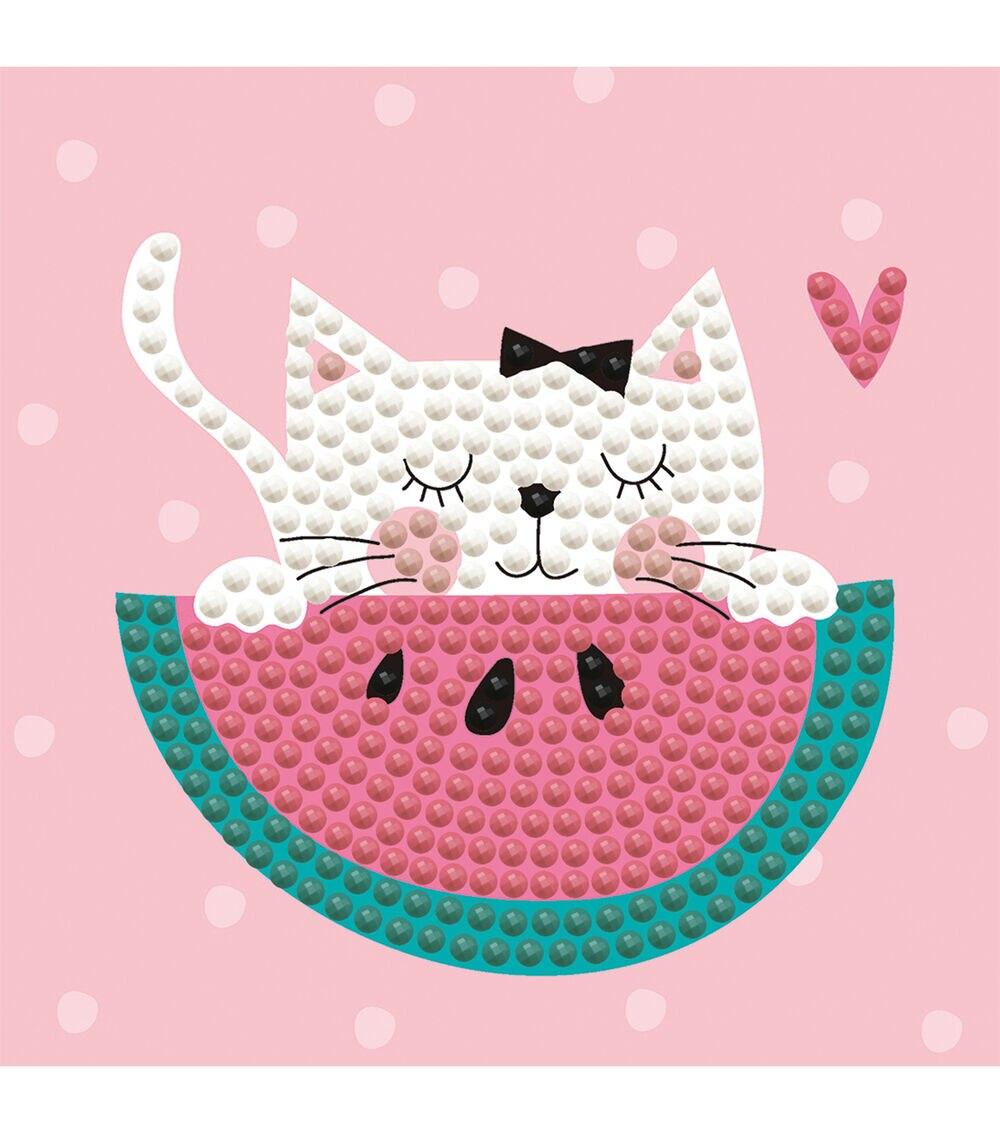 Diamond Dotz 4.5″ x 4.5″ Mmmm Watermelon Cat Facet Art Kit With Frame  |  Hobbies Crafts & Hobbies Hobbies