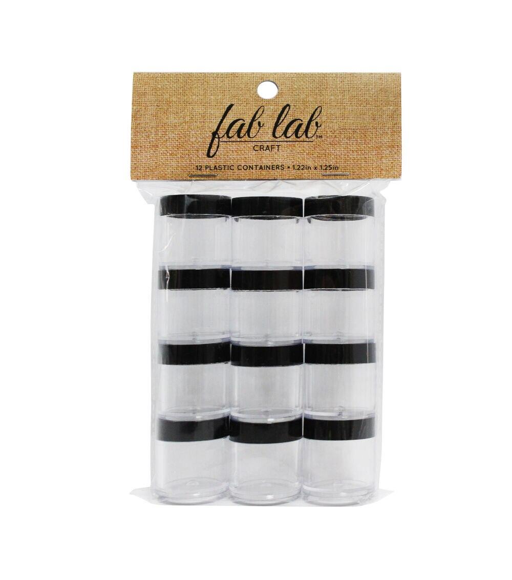 1″ Clear Round Plastic Containers With Black Lids 12pk  |  Basic Craft Supplies Basic Craft Supplies Basic Craft Supplies