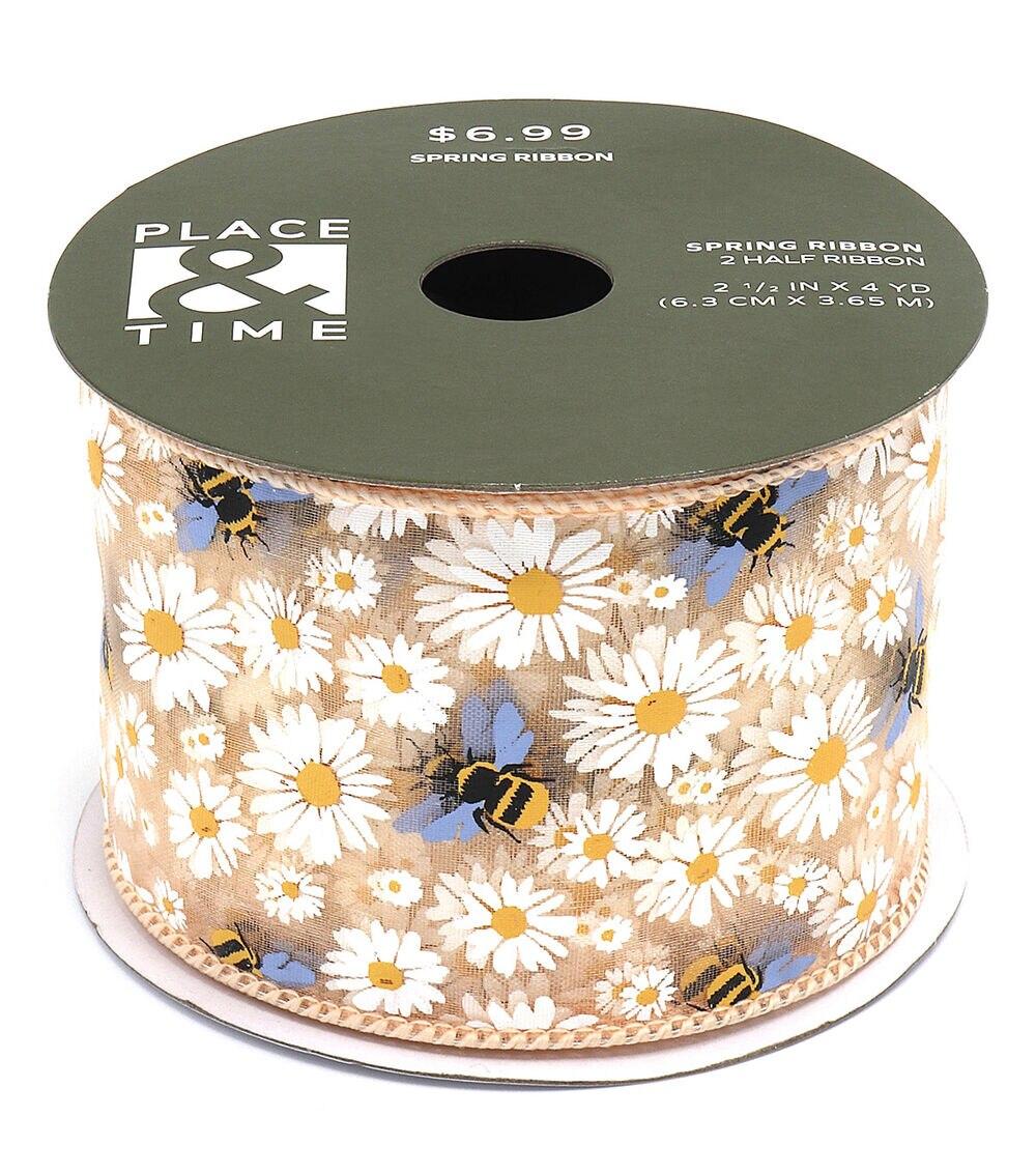 2.5″ x 12′ Spring Daisies & Bees Organza Ribbon  |  Ribbons & Deco Mesh Crafts & Hobbies Ribbons & Deco Mesh