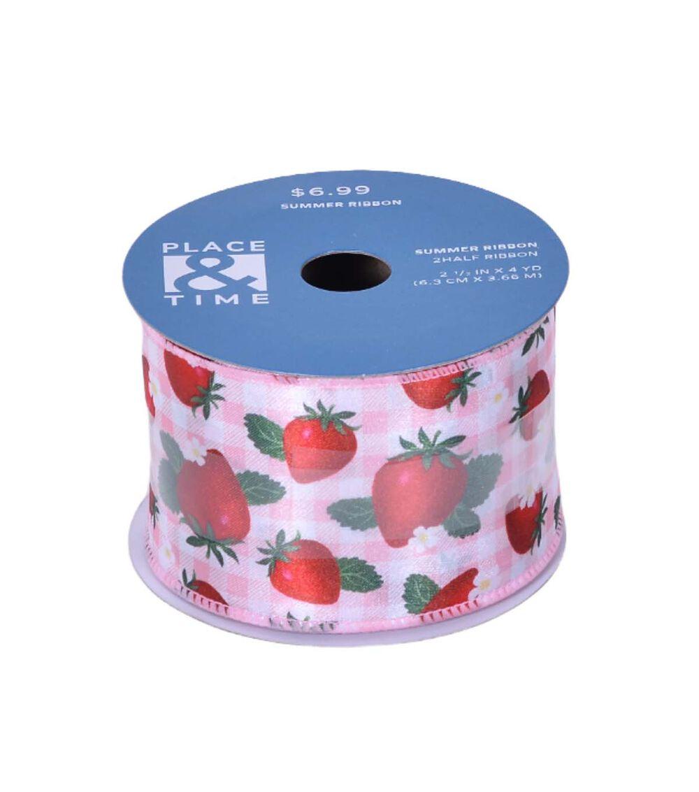 2.5″ x 12′ Summer Strawberry Satin Ribbon  |  Ribbons & Deco Mesh Crafts & Hobbies Ribbons & Deco Mesh