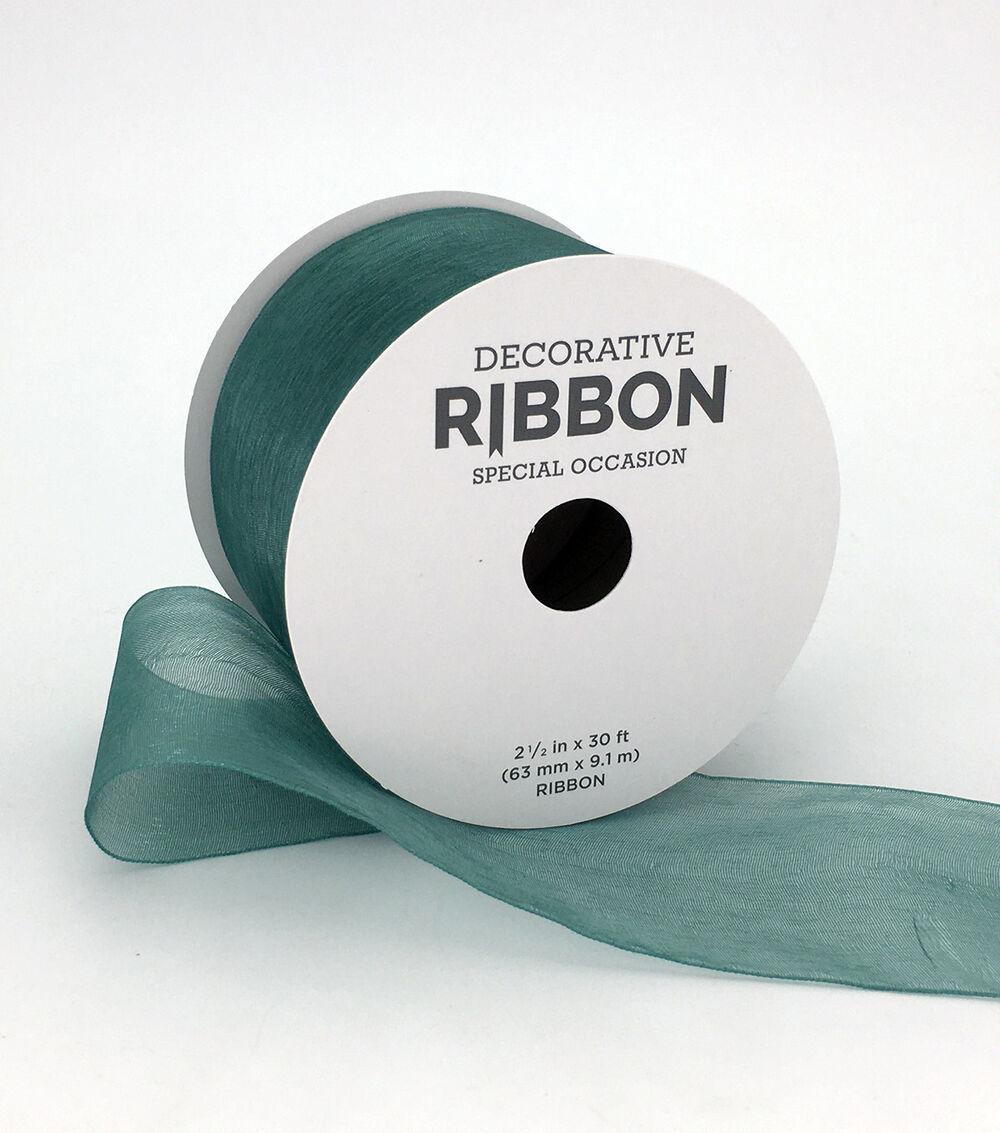 2.5″ x 30′ Sheer Ribbon  |  Ribbons & Deco Mesh Crafts & Hobbies Green/Omphalodes Blue/Purple/Teal